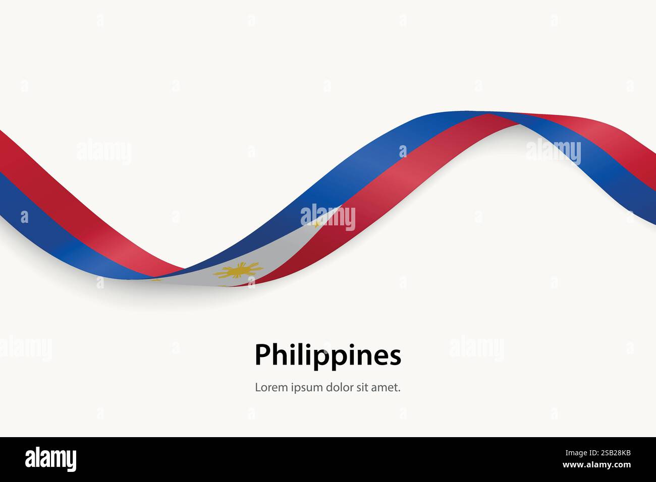Die Flagge der Philippinen auf dem schwankenden Band. Vorlage für Unabhängigkeitstag Stock Vektor