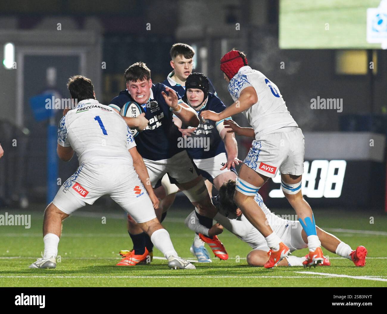 Hive Stadium Edinburgh. Schottland, Großbritannien. Januar 31, 2025. Six Nations Championship Match Scotland U20 gegen Italien U20 EX der schottische Spieler Kenny Logan, Sohn Reuben, gibt sein Debüt in Schottland. eric mccowat/Alamy Live News Stockfoto