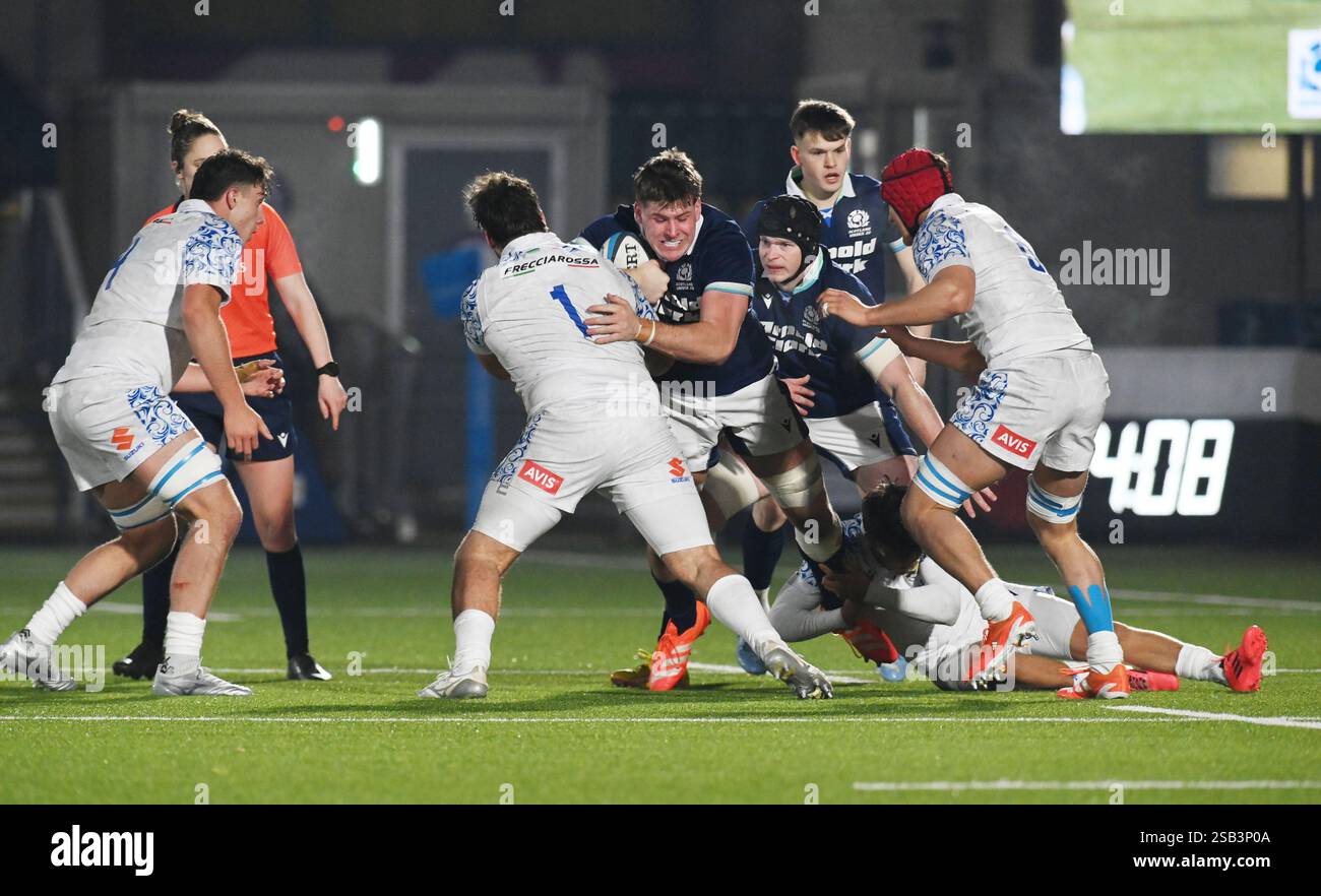 Hive Stadium Edinburgh. Schottland, Großbritannien. Januar 31, 2025. Six Nations Championship Match Scotland U20 gegen Italien U20 EX der schottische Spieler Kenny Logan, Sohn Reuben, gibt sein Debüt in Schottland. eric mccowat/Alamy Live News Stockfoto