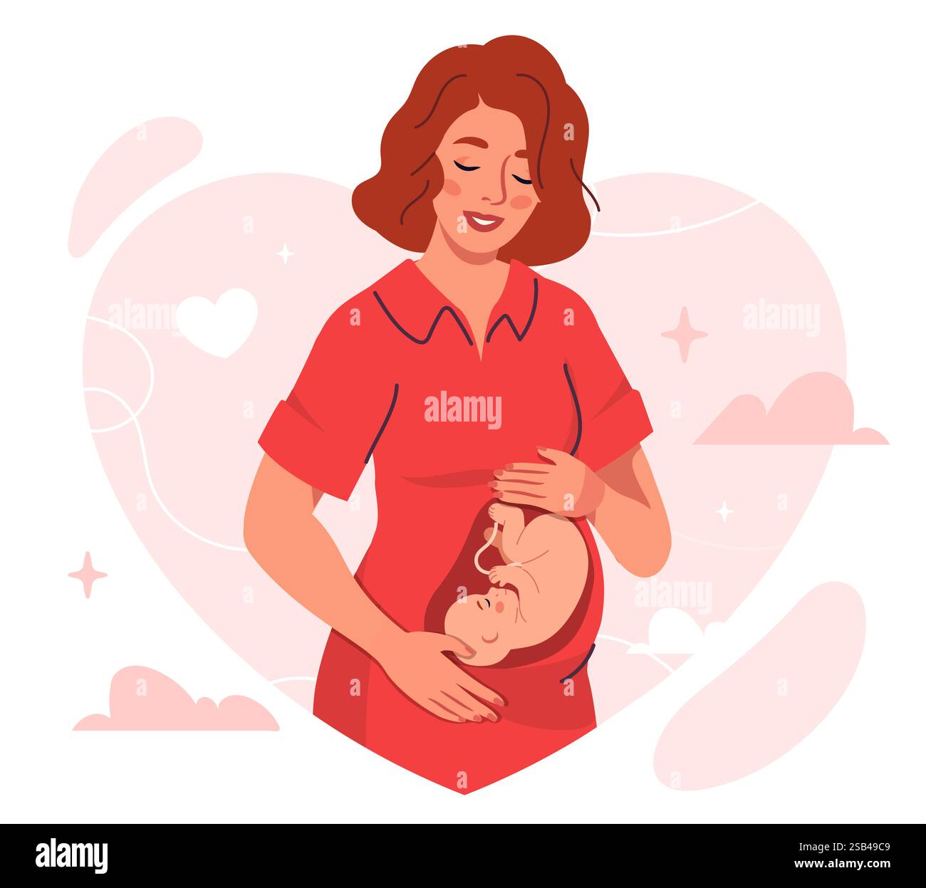 Illustration der Schwangeren und des Babys. Vektorabbildung Stock Vektor