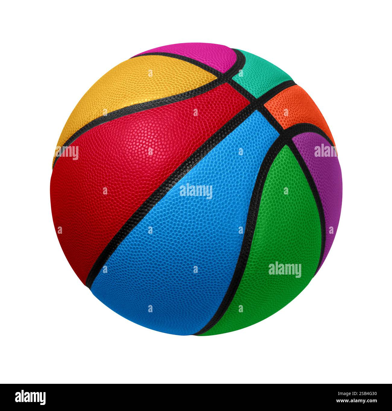 Basketball und Vielfalt im Sport Symbol auf weißem Hintergrund als Symbol für Sport und Fitness Inklusion für Teamaktivitäten, die Réres spielen Stockfoto
