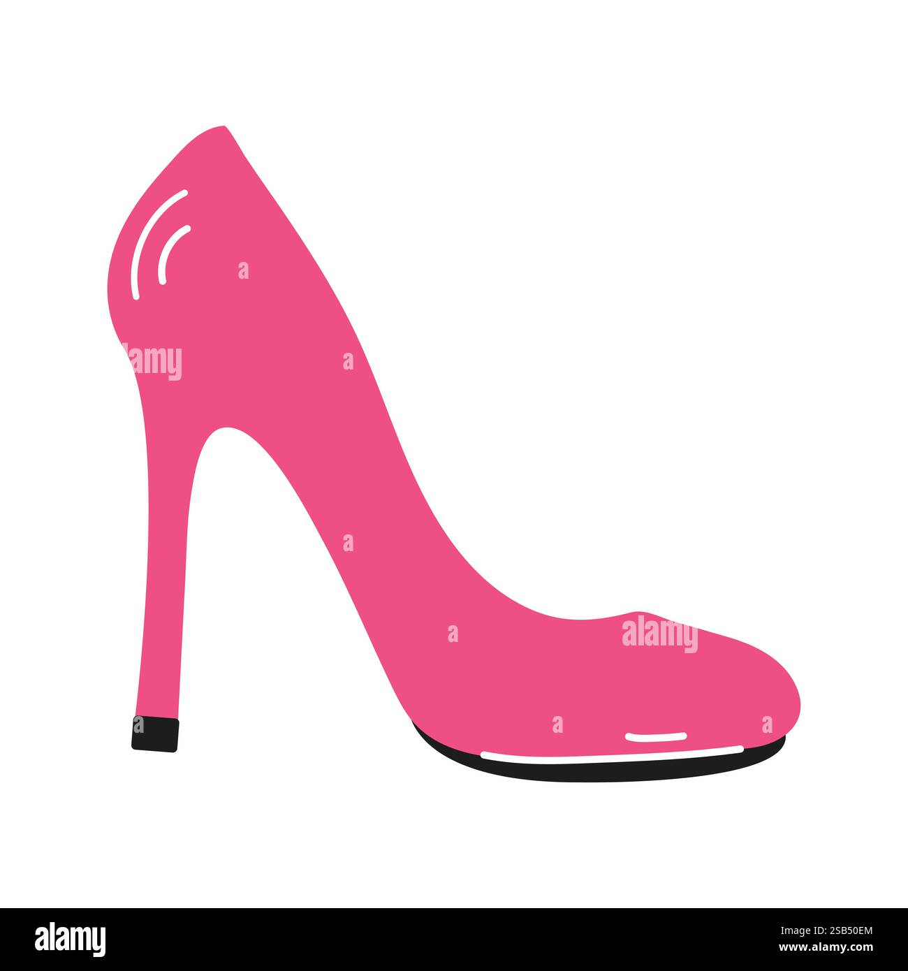 Ein stylischer pinkfarbener Schuh mit hohem Absatz besticht durch sein schlankes Design, perfekt für Projekte oder Veranstaltungen mit modischem Motto. Stock Vektor