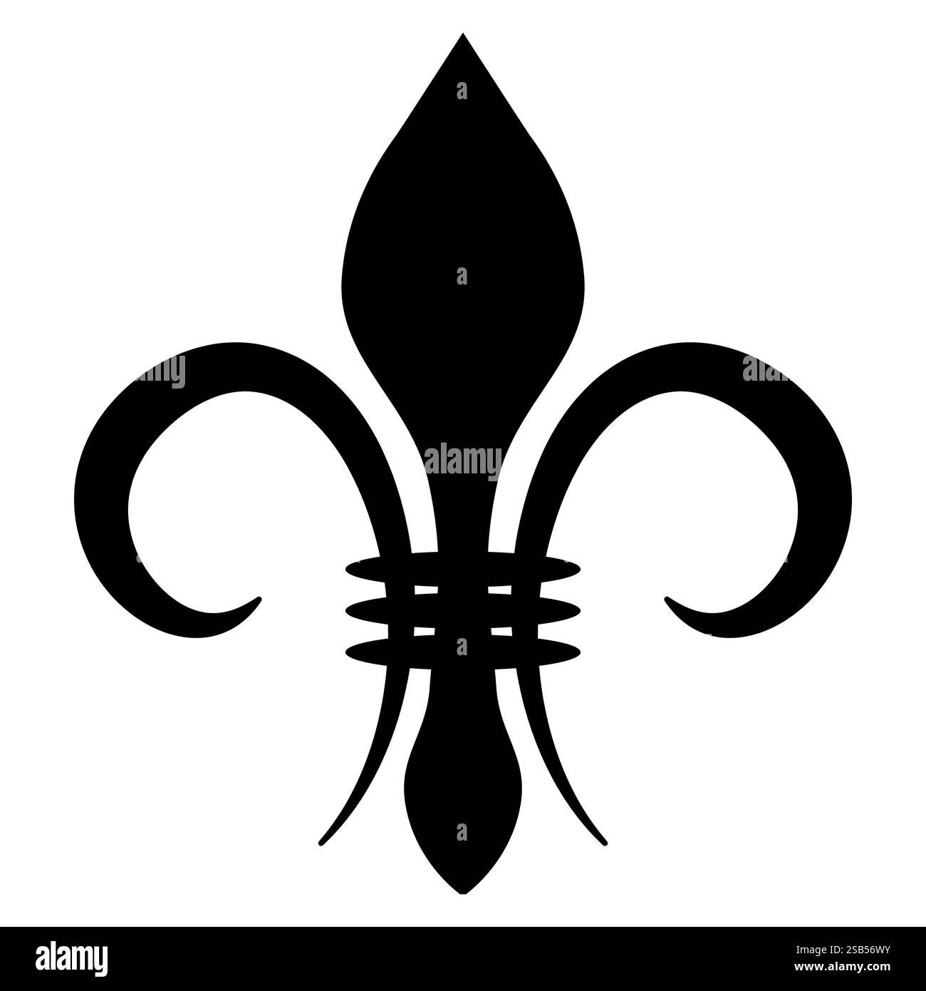 Schwarzes Fleur de Lis Symbol, Heraldik-Designelement Stock Vektor
