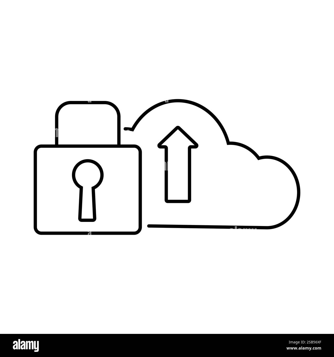 Vor einer Cloud ist ein Schlosssymbol abgebildet, das eine sichere Datenspeicherung darstellt. Dieses Bild zeigt, wie wichtig der Schutz von Informationen in ist Stock Vektor