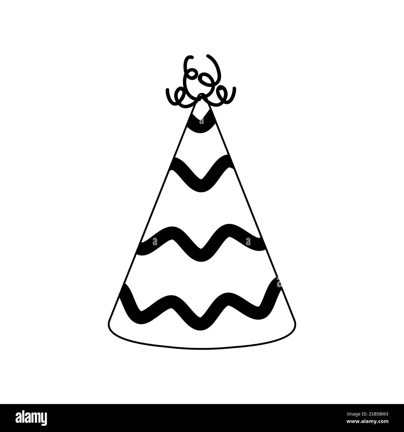 Ein farbenfroher Partyhut mit Zickzack-Mustern und einem skurrilen Oberteil ist perfekt für Geburtstage und besondere Veranstaltungen. Stock Vektor