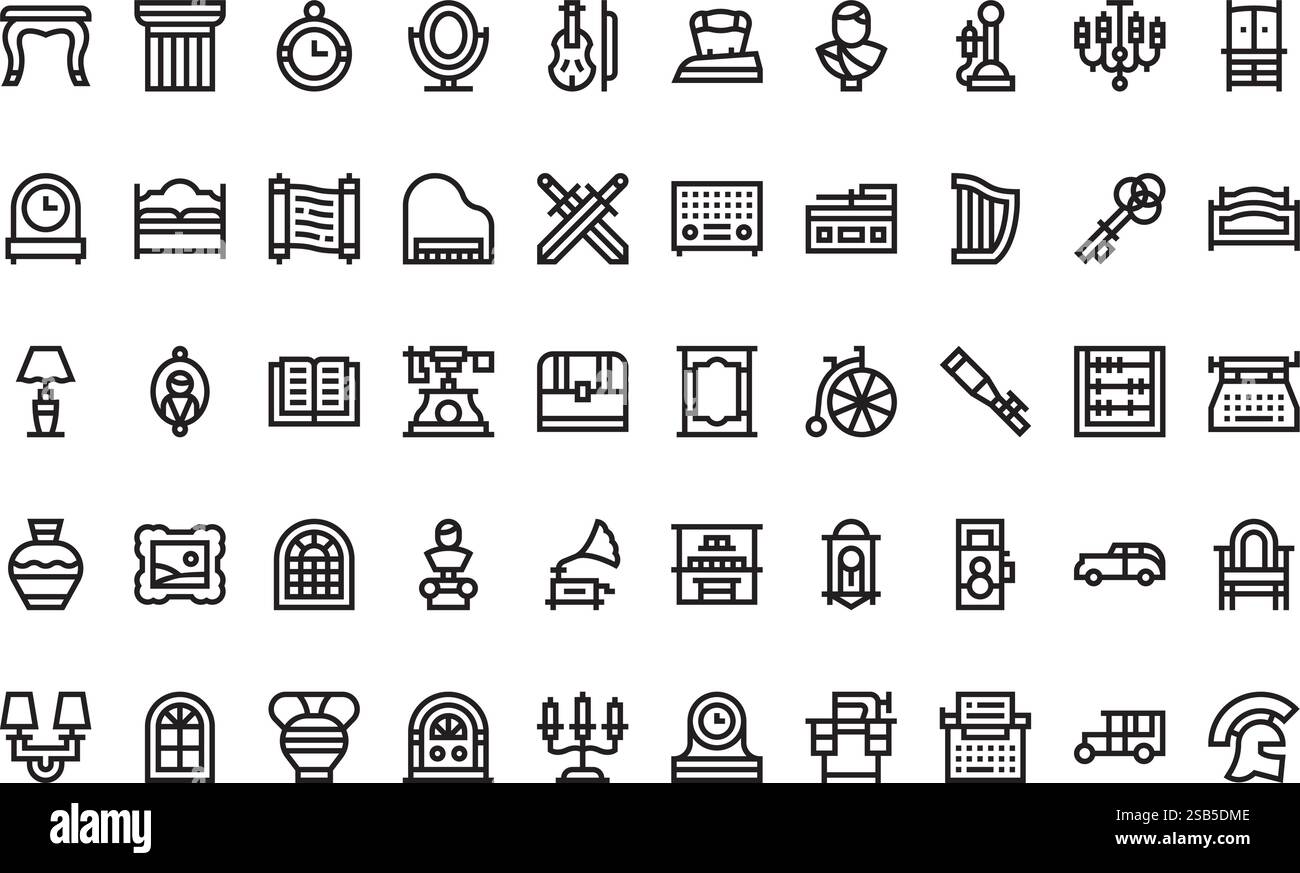 Hochwertige Sammlung von Vektorsymbolen mit editierbarer Kontur. Ideal für professionelle und kreative Projekte Stock Vektor