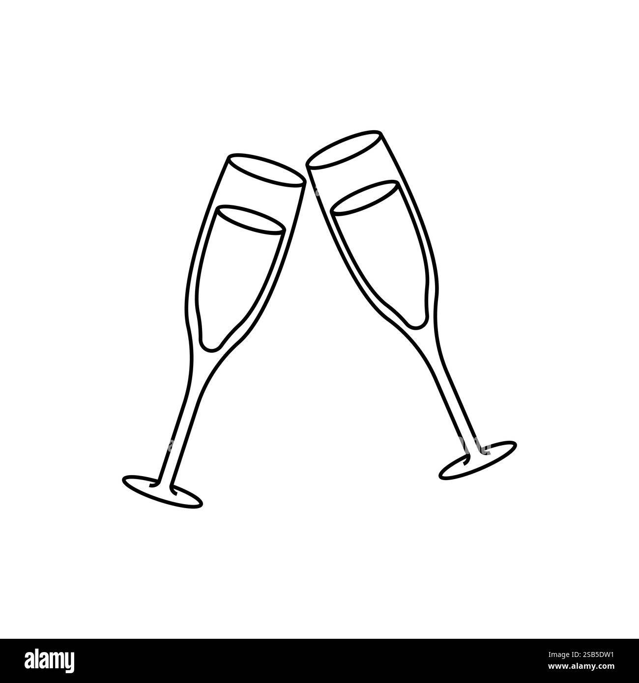 Zwei elegante Sektgläser stehen zusammen und symbolisieren die Feier und Freude an einem festlichen Treffen. Stock Vektor