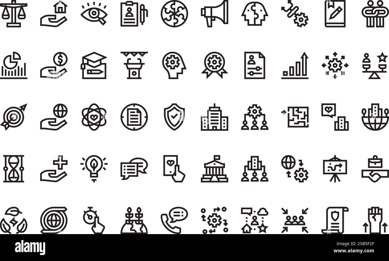 Hochwertige Sammlung von Vektorsymbolen mit editierbarer Kontur. Ideal für professionelle und kreative Projekte Stock Vektor