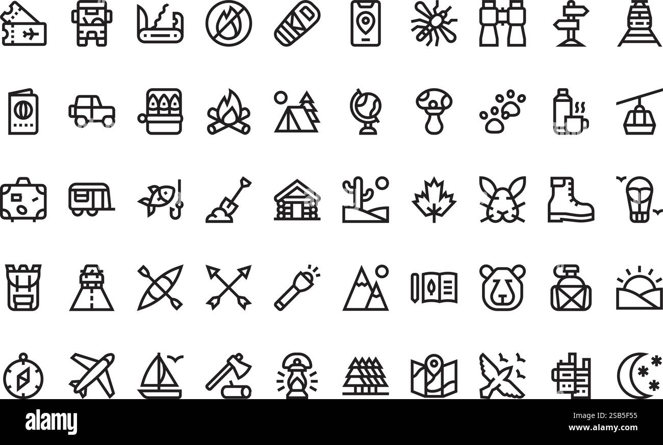 Hochwertige Sammlung von Vektorsymbolen mit editierbarer Kontur. Ideal für professionelle und kreative Projekte Stock Vektor