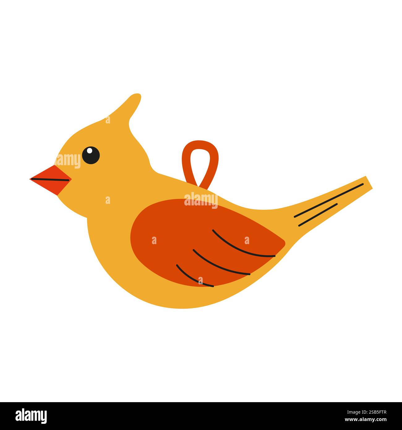 Eine fröhliche Vogeldekoration in leuchtenden gelben und orangen Farben, mit einem freundlichen Gesicht und einer kleinen Schlaufe zum Aufhängen. Perfekt für Enhanci Stock Vektor