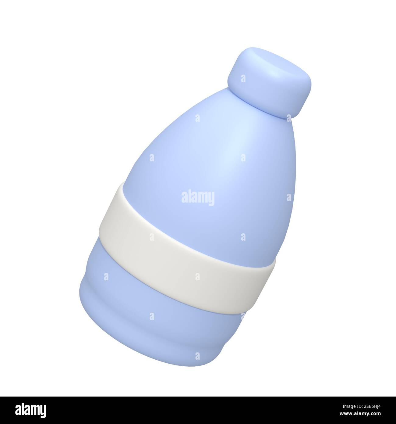 Flasche Wasser mit Kappe und Aufkleber. 3D-Abbildung. Stockfoto
