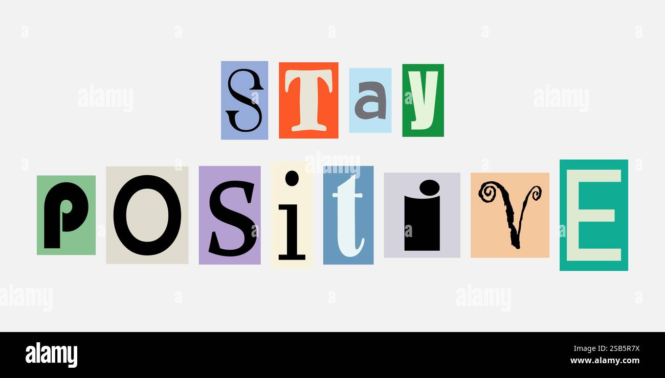 Bunte Buchstaben schreiben positiv aus Stock Vektor