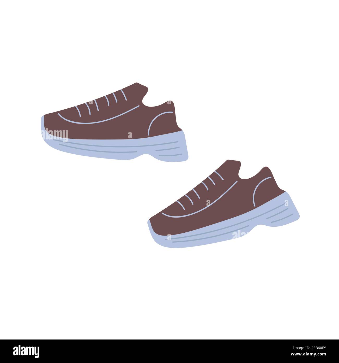 Diese braunen Laufschuhe präsentieren sich vor einem klaren weißen Hintergrund und präsentieren ihr modernes Design und ihren sportlichen Look. Ideal für Fitnessbegeisterte a Stock Vektor