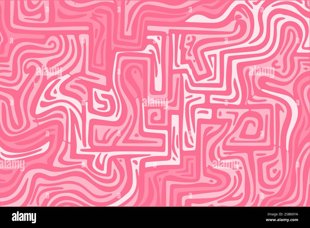 Raffiniertes abstraktes, pinkfarbenes Labyrinth-Design mit fließenden Linien und Mustern Stock Vektor