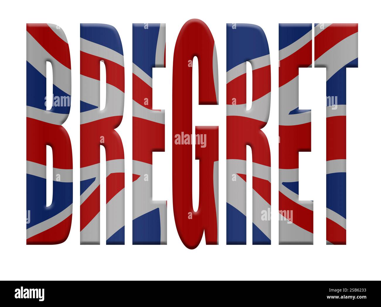 1. Februar 2025 diese Woche ist es fünf Jahre her, dass Großbritannien die Europäische Union im sogenannten Brexit verlassen hat. Während einige noch von den Vorteilen der Spaltung sprechen, sehen sie viele als einen Fehler von epischer Ausmaße. Bregret mit der Flagge der Union Jack, ein Wortspiel, Brexit und Bedauern united Kingdom, eu Stockfoto