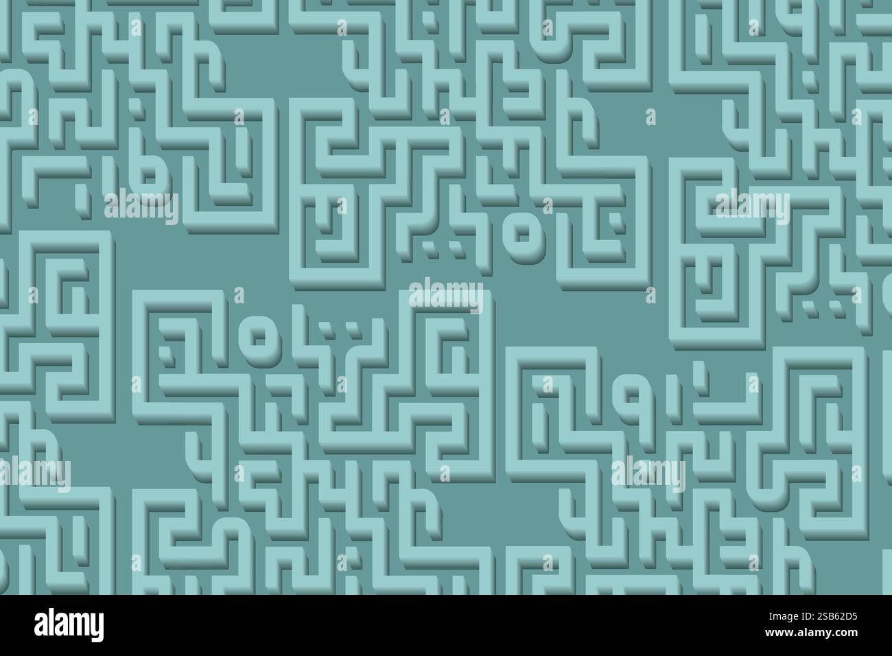 Kompliziertes Labyrinth-Muster in beruhigender blauer Farbe mit variierender Linienstärke Stock Vektor