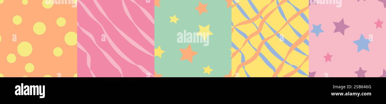 Bunte Kinder handgezeichnete nahtlose Muster Punkte Stock Vektor