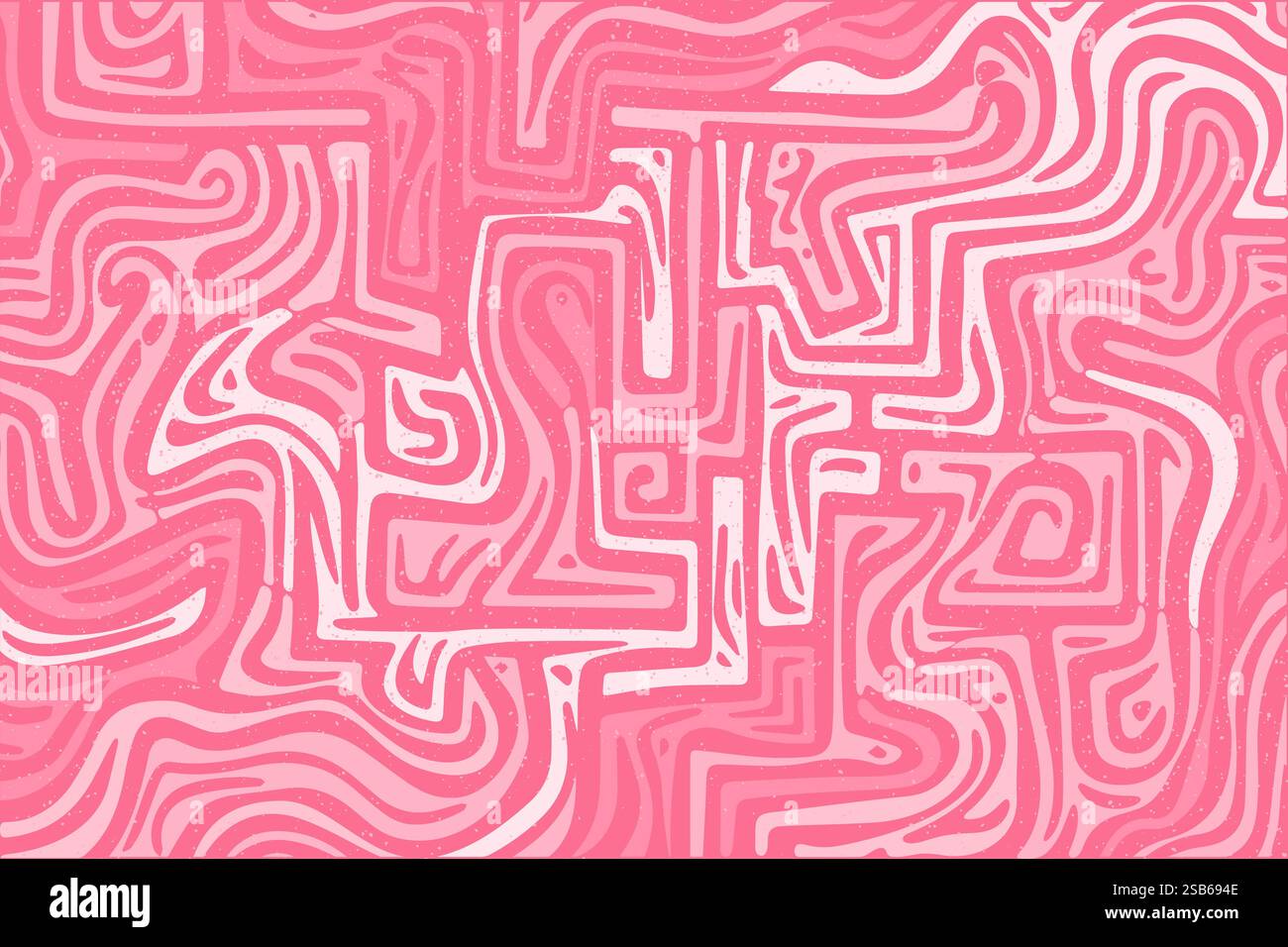Raffiniertes abstraktes, pinkfarbenes Labyrinth-Design mit fließenden Linien und Mustern Stock Vektor