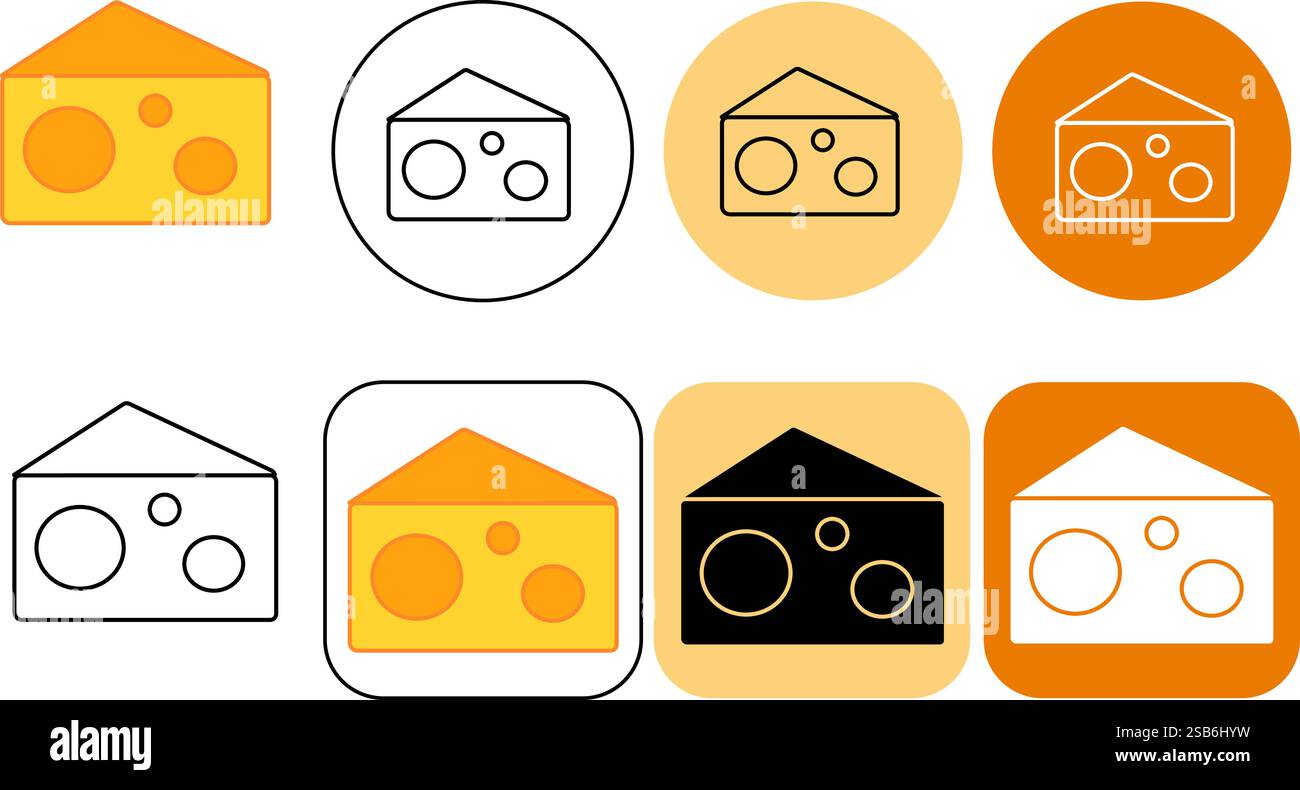 Schnitt Käse Karikatur Grafik Linie Logo Vektor Illustration Lebensmittel Objekt Symbol gelb für Bucheinband, Poster, Banner Stock Vektor