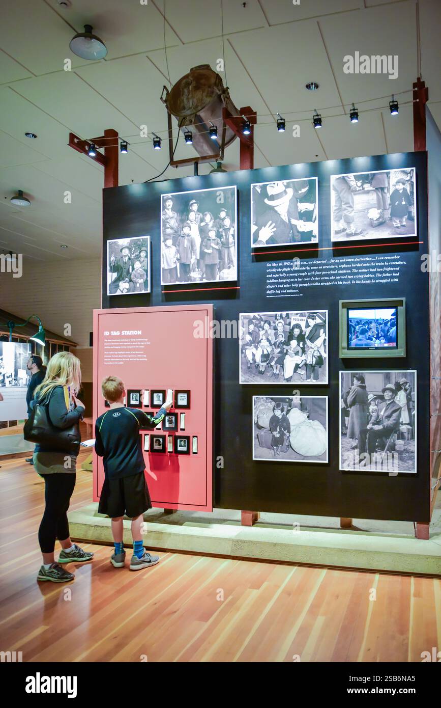 Independence, CA USA - 29. Juli 2018: Manzanar National Historic Site erzählt die Geschichte, wo japanische Amerikaner in einer Konzentration inhaftiert waren Stockfoto