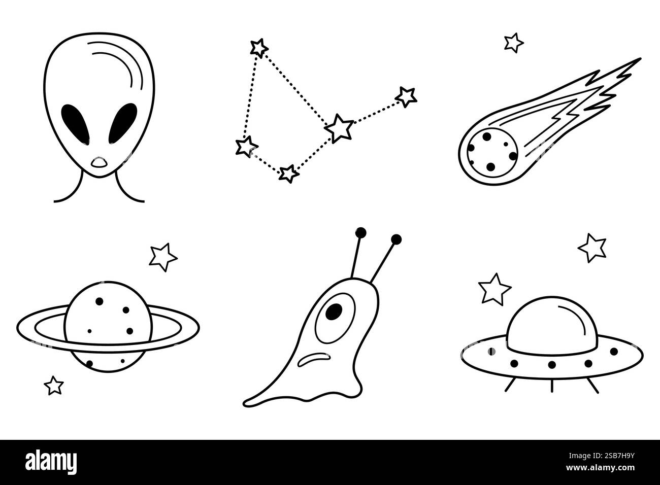 Illustrationsdesign eines flachen UFO-Symbols, ein einfaches Vektorsymbol eines fremden Schiffes, Aliens, Weltraums. Stock Vektor