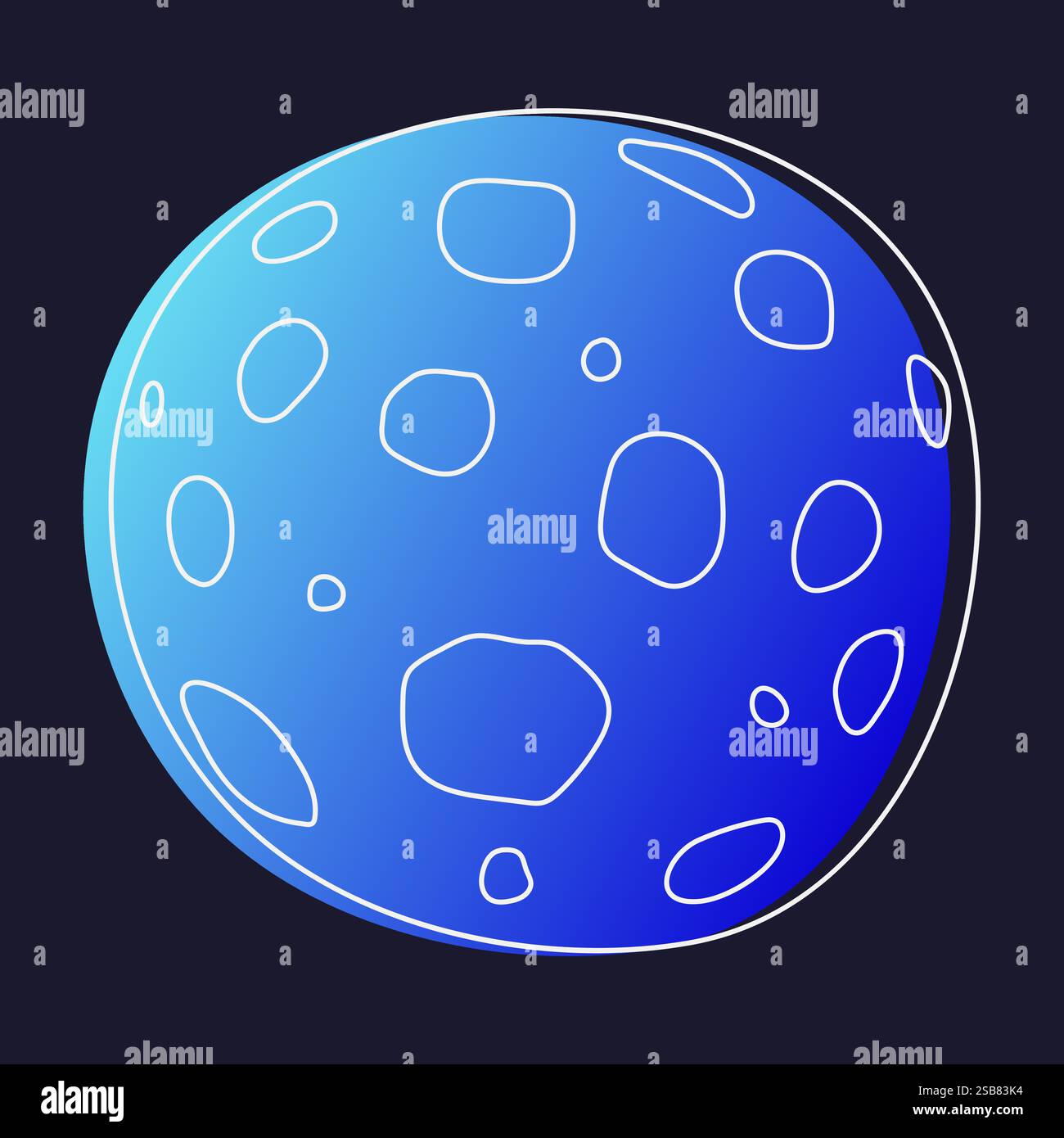 Violettes und blaues Saturn-Symbol auf schwarzem Hintergrund Stock Vektor