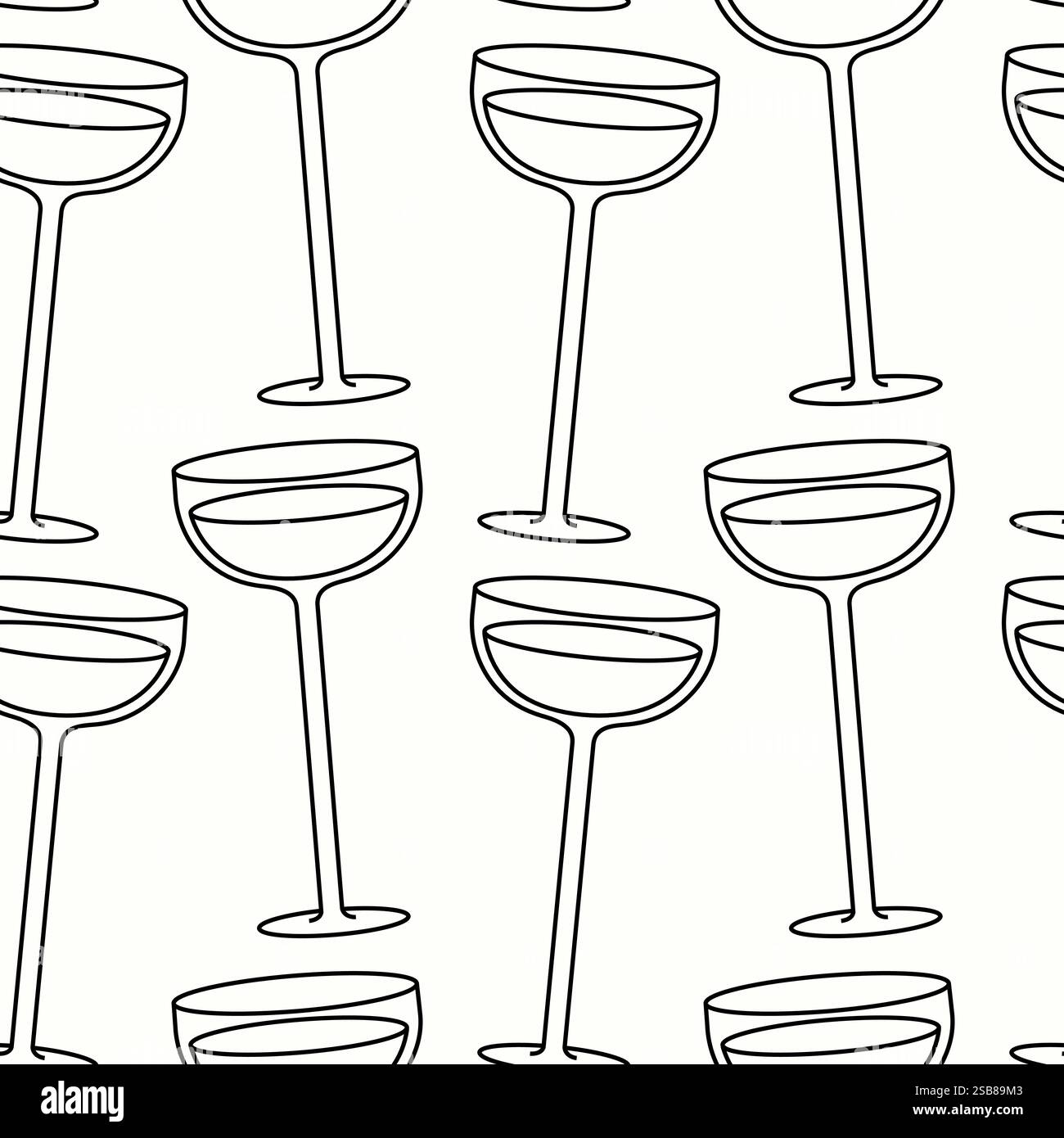 Elegante Linienkunst von Cocktailgläsern, die ein stilvolles und vereinfachtes Muster schaffen Stock Vektor