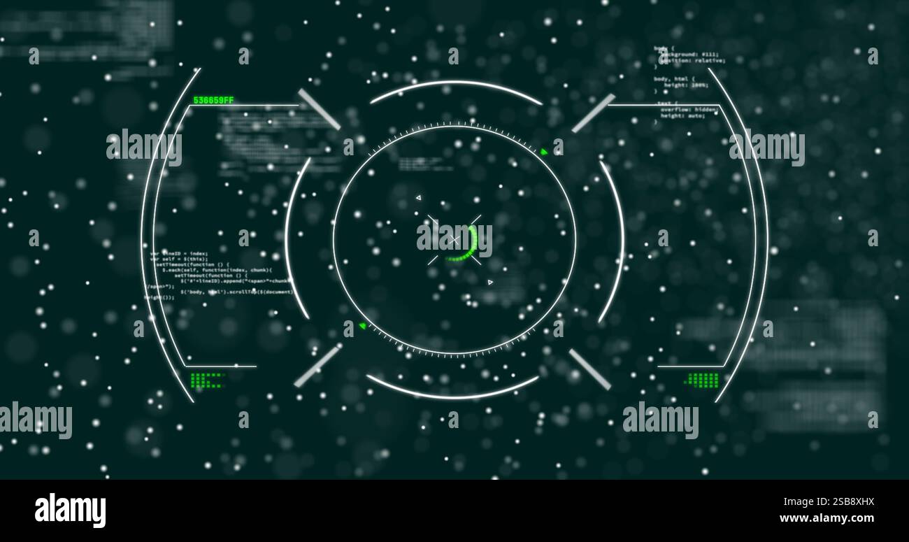 Futuristische Datenvisualisierung und Kodierung von Bildern mit geometrischen Formen und Linien Stockfoto