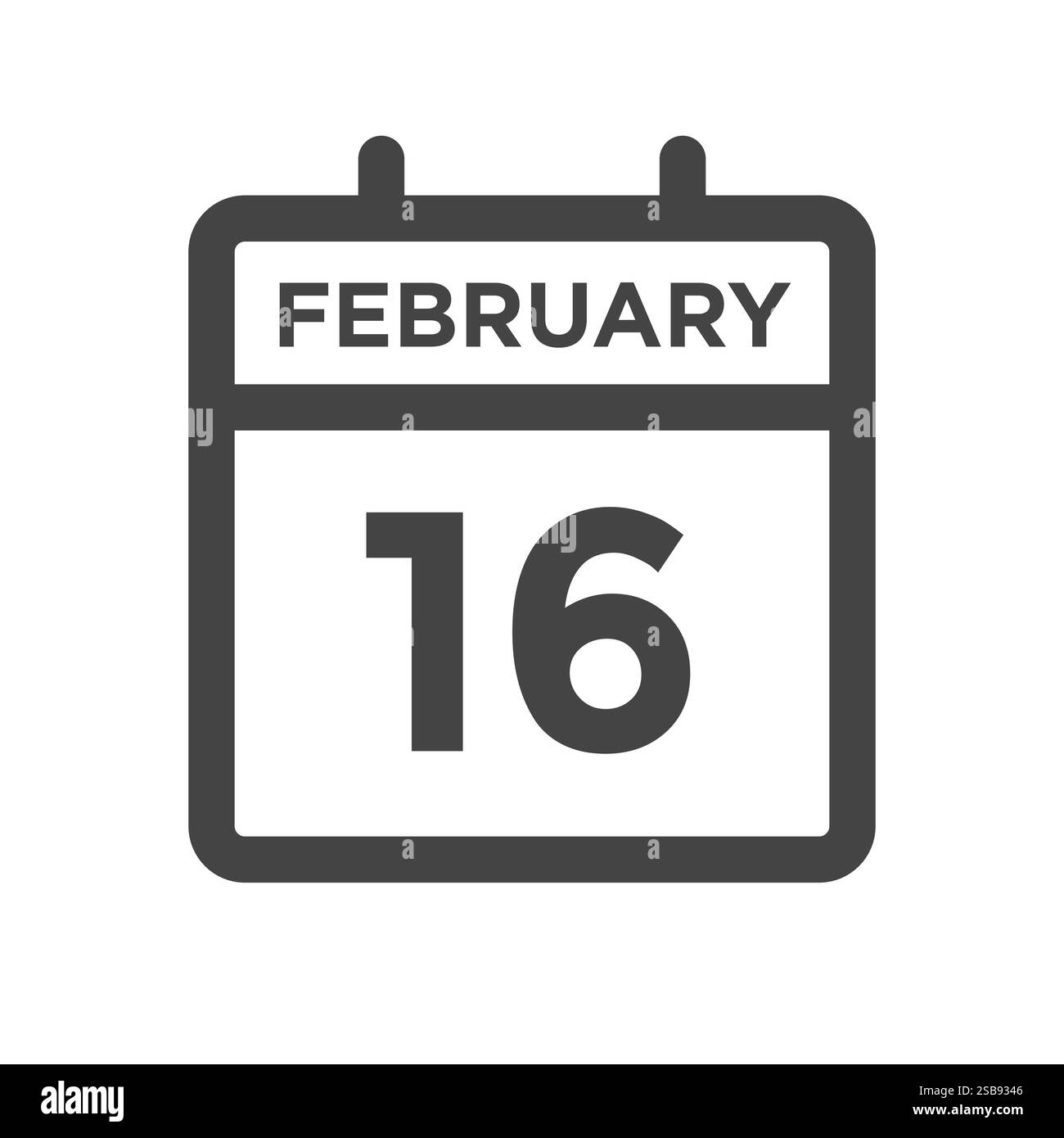 Februar 16 Kalendertag oder Kalenderdatum für Termin und Termin Stock Vektor