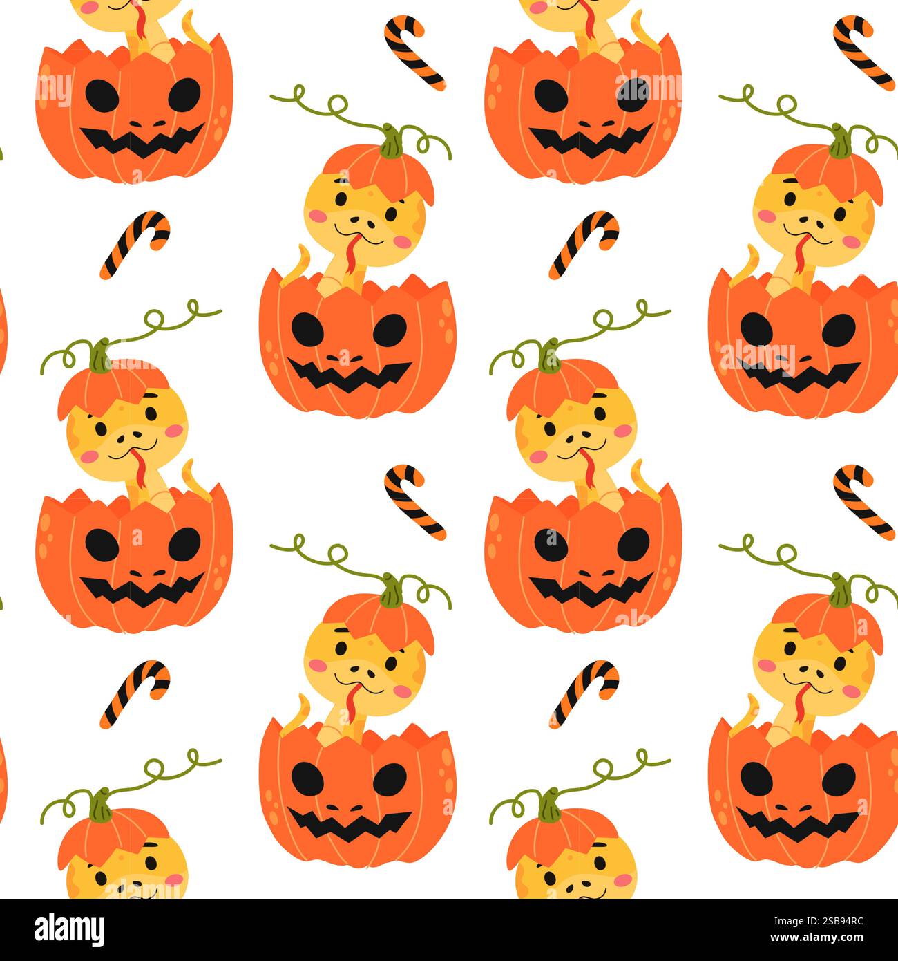 Niedliche Schlange im Jack-O-Lantern-Muster Stock Vektor