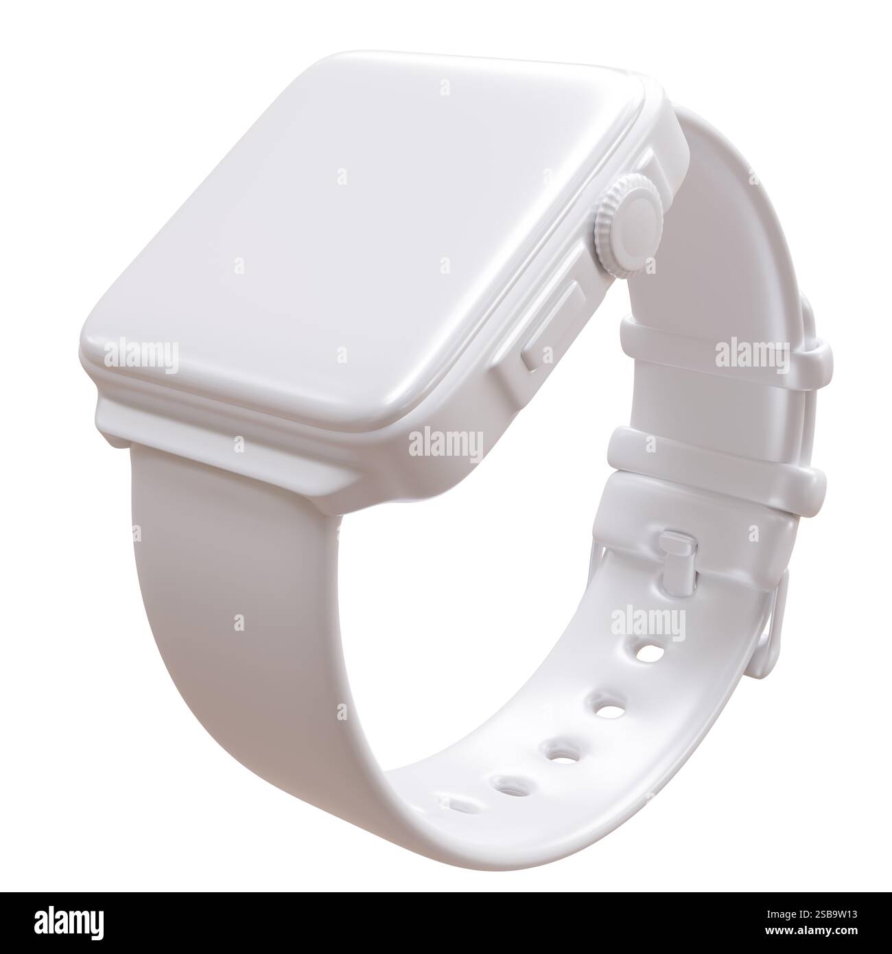 Smart Watch isoliert auf weißem, leerem 3D-Rendering für digitale Armbanduhr Stockfoto