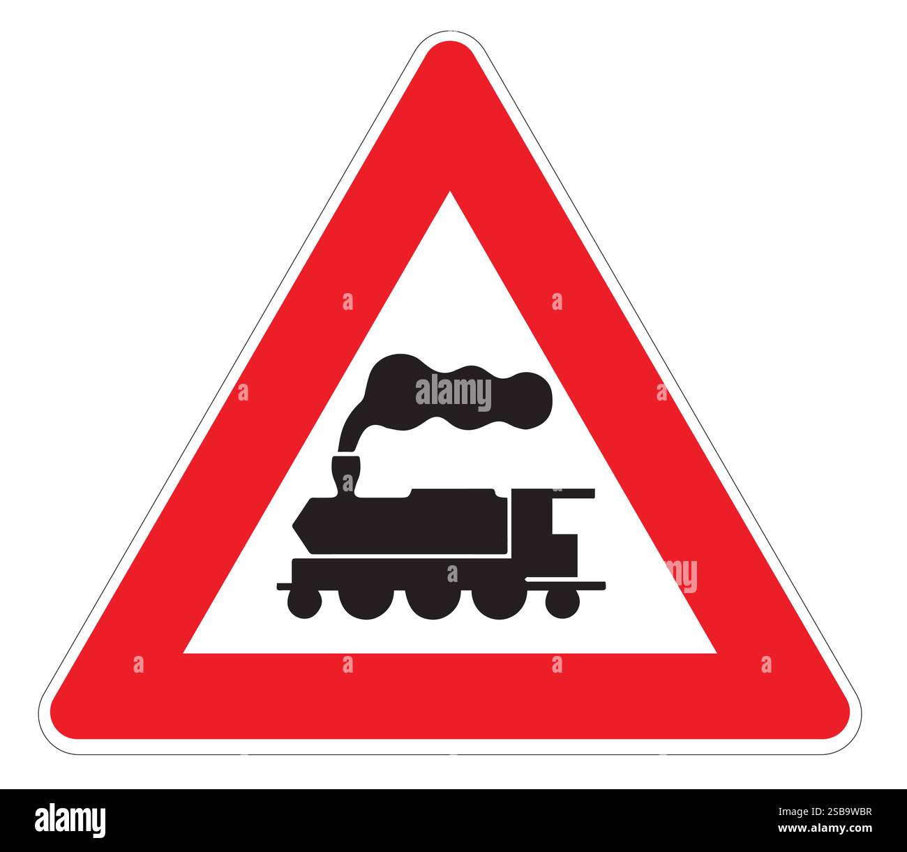 illustrator Gefahrenschild nähert sich dem Zug Stock Vektor