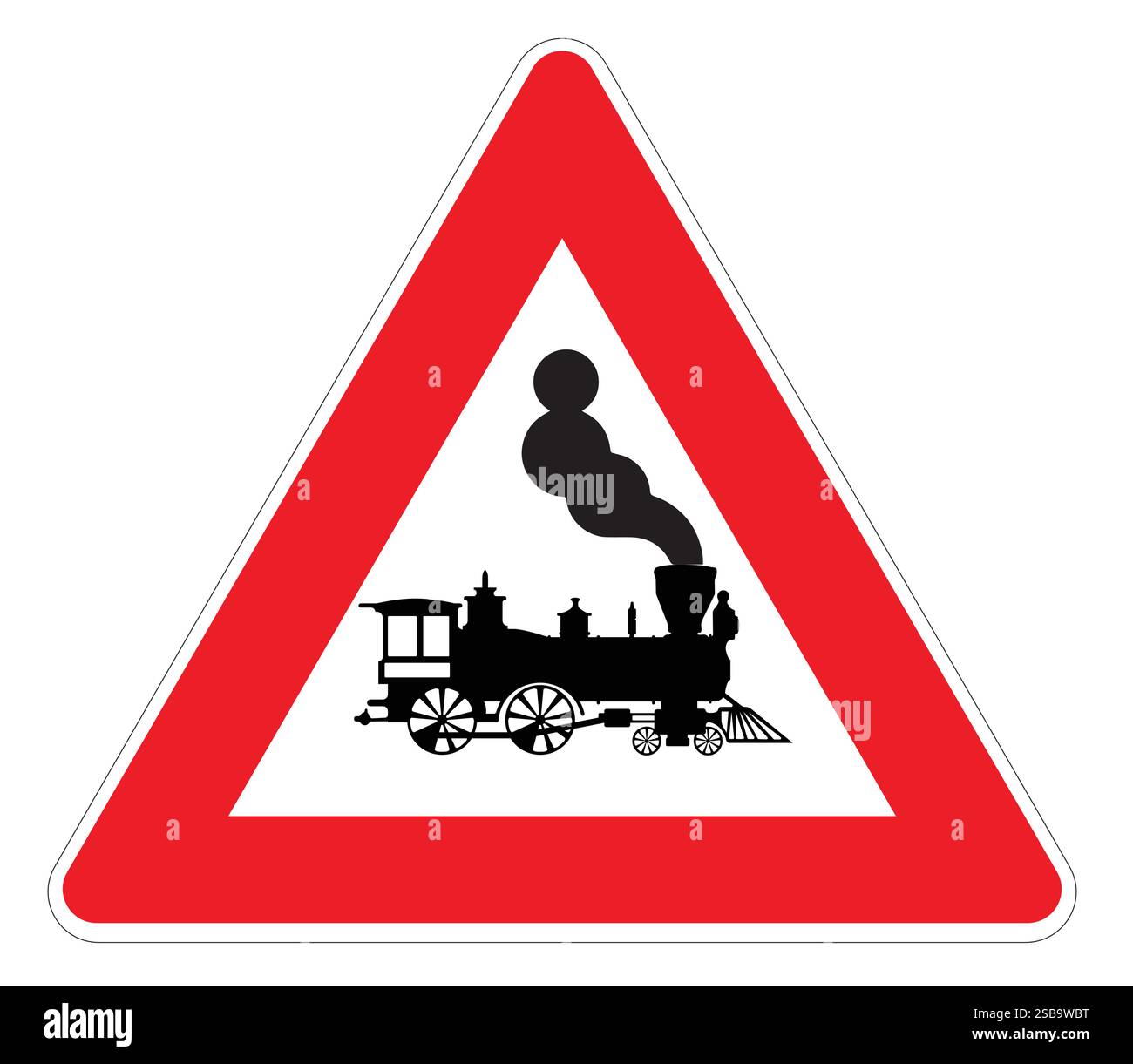 illustrator Gefahrenschild nähert sich dem Zug Stock Vektor