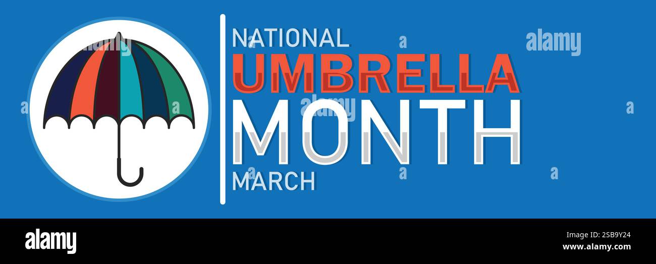 Nationaler Regenschirm Monat. März. Vektorabbildung. Designelement für Banner, Poster oder Karte. Stock Vektor