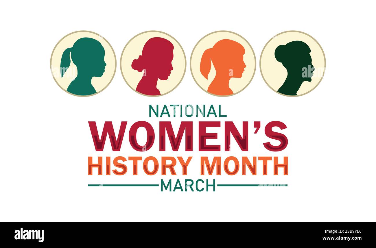 National Women's History Month. März. Urlaubskonzept. Vorlage für Hintergrund, Banner, Karte, Poster mit Textbeschriftung. Vektorabbildung Stock Vektor