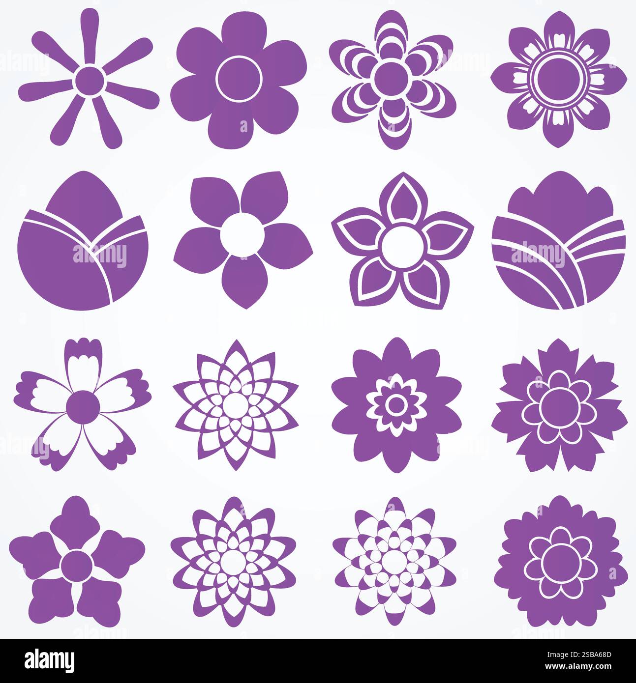 Blumenset. Vektorsymbole mit Blumenmuster. Abbildung Stock Vektor