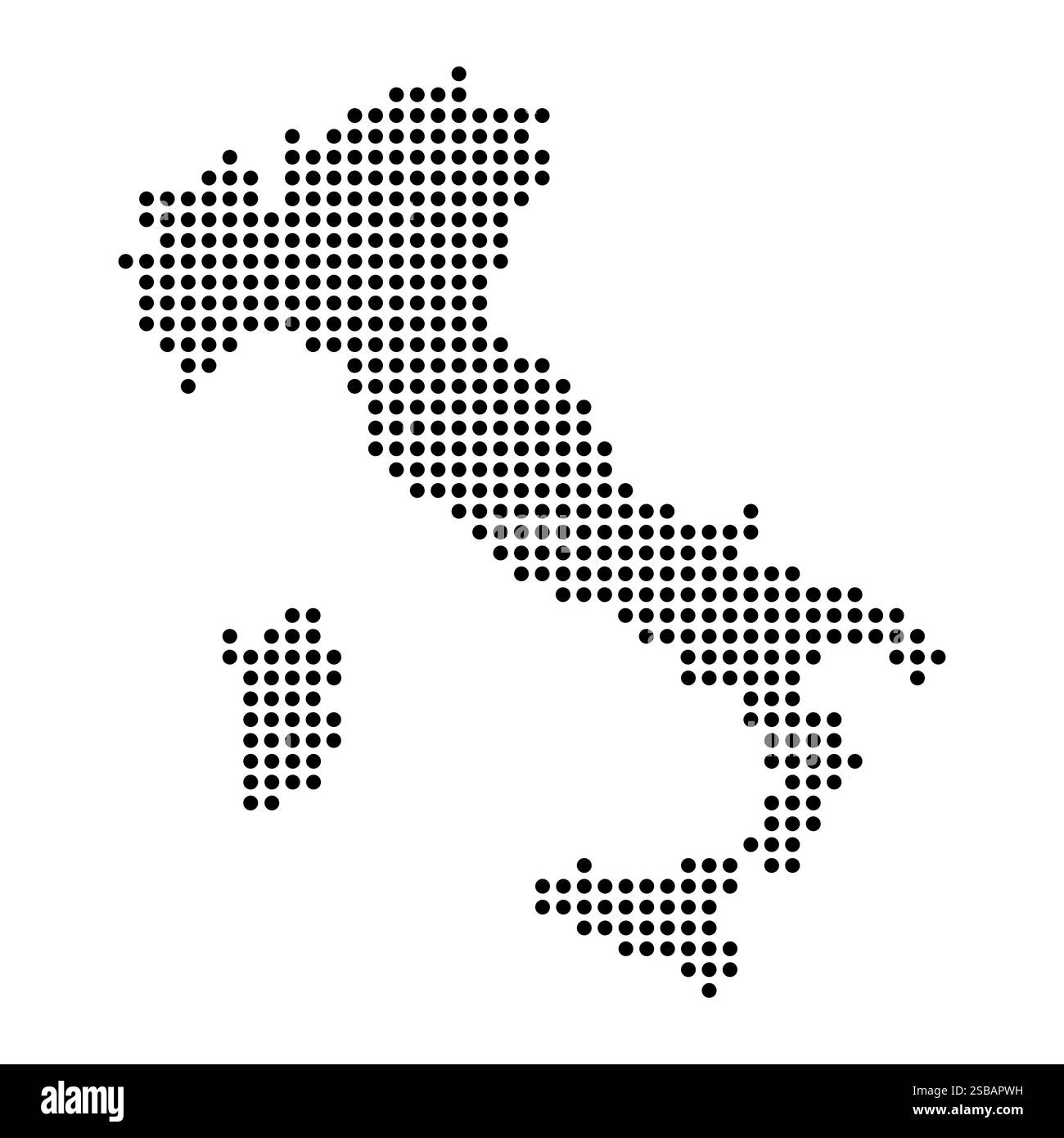 Italien gepunktete Karte isoliert auf weißem Hintergrund. Vektordesign. Stock Vektor