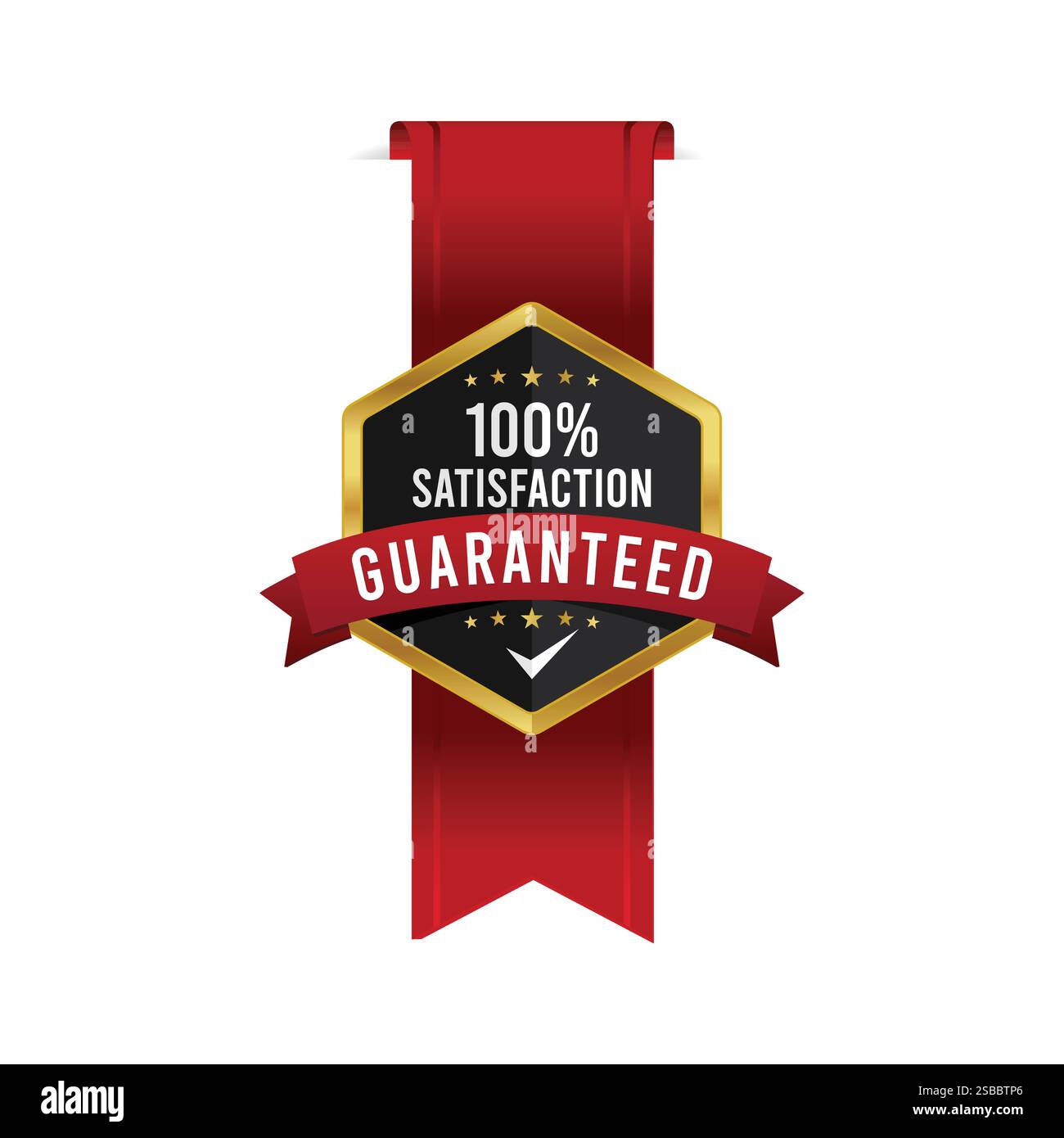 Zufriedenheitsgarantie 100 % Qualitätsabzeichen, Design des Vertrauensabzeichens Stock Vektor