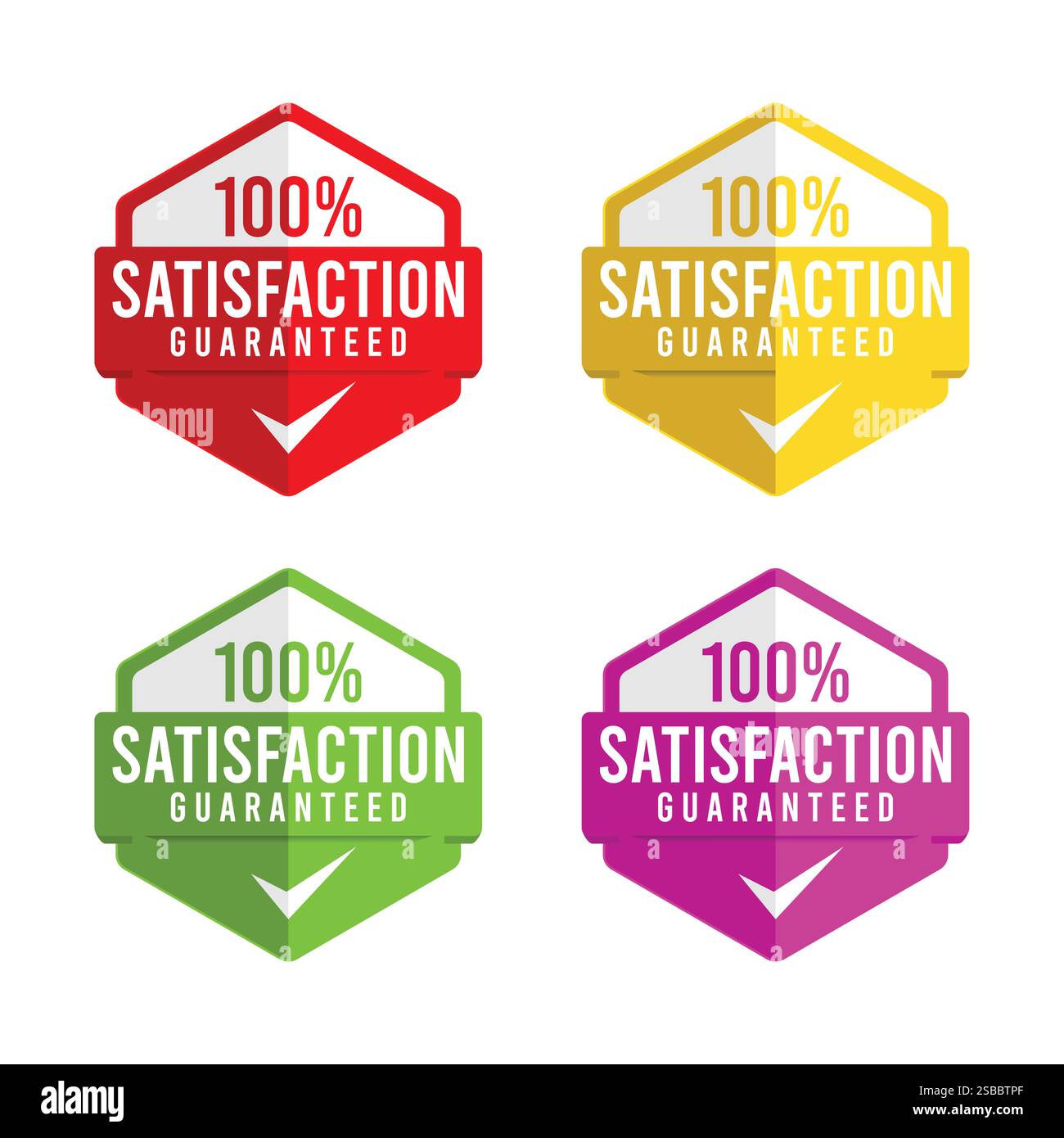 Zufriedenheitsgarantie 100 % Qualitätsabzeichen, Design des Vertrauensabzeichens Stock Vektor