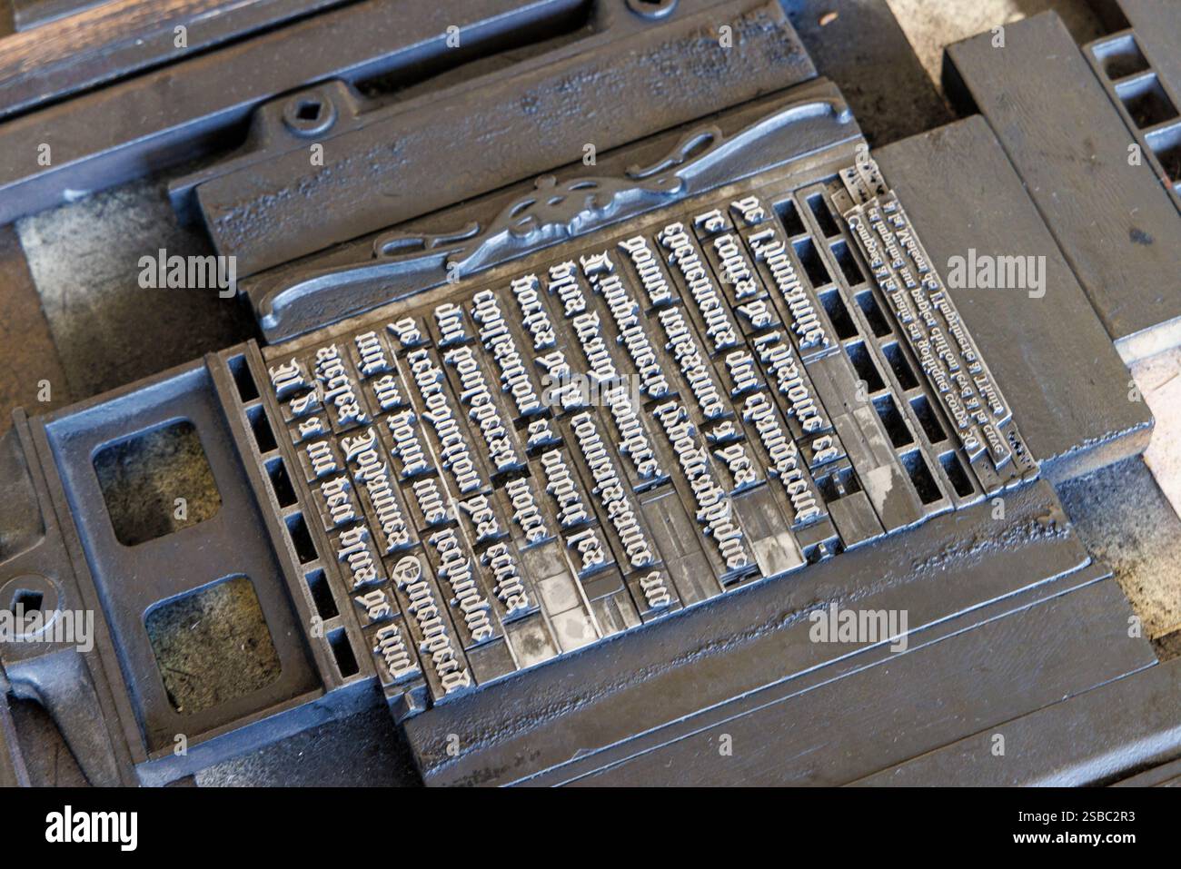 Hot Metal Type Letters, Druck- und Papiermuseum, Thuin; Belgien Stockfoto