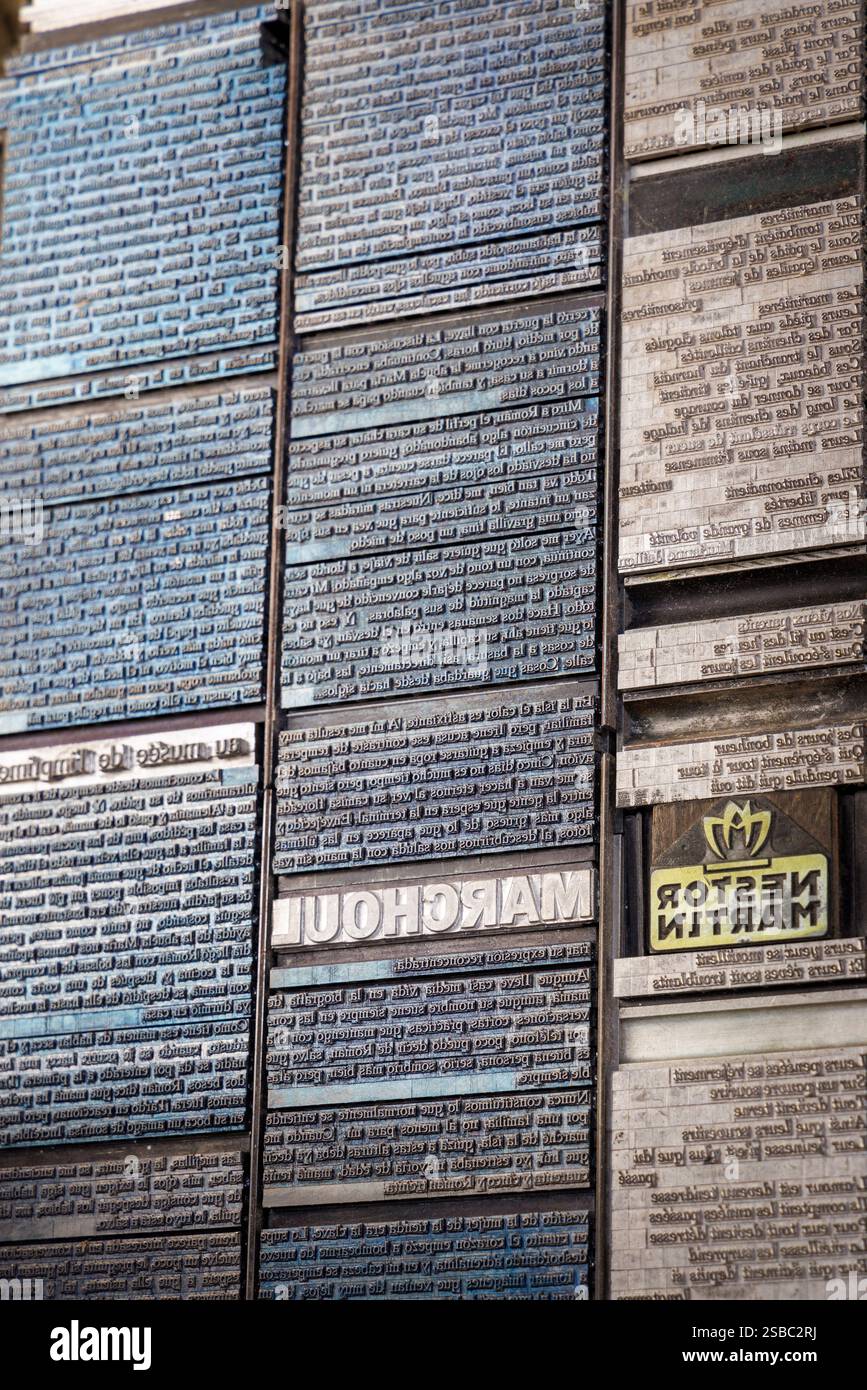 Hot Metal Type Letters, Druck- und Papiermuseum, Thuin; Belgien Stockfoto