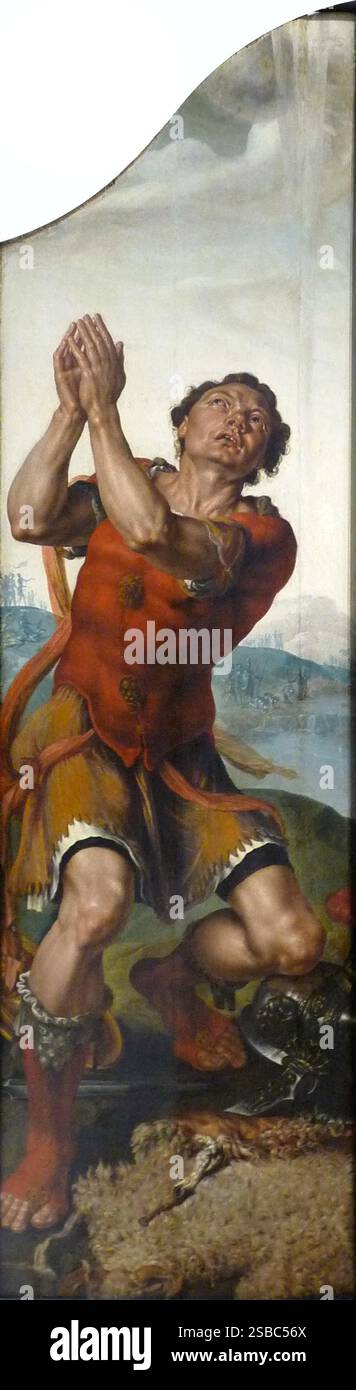 Adam and Eve und Gideon and the Vlies sind zwei lebensgroße Gemälde des niederländischen Renaissancemalers Maarten van Heemskerck. Sie sind im Musée des Beaux-Arts in Straßburg ausgestellt, Stockfoto