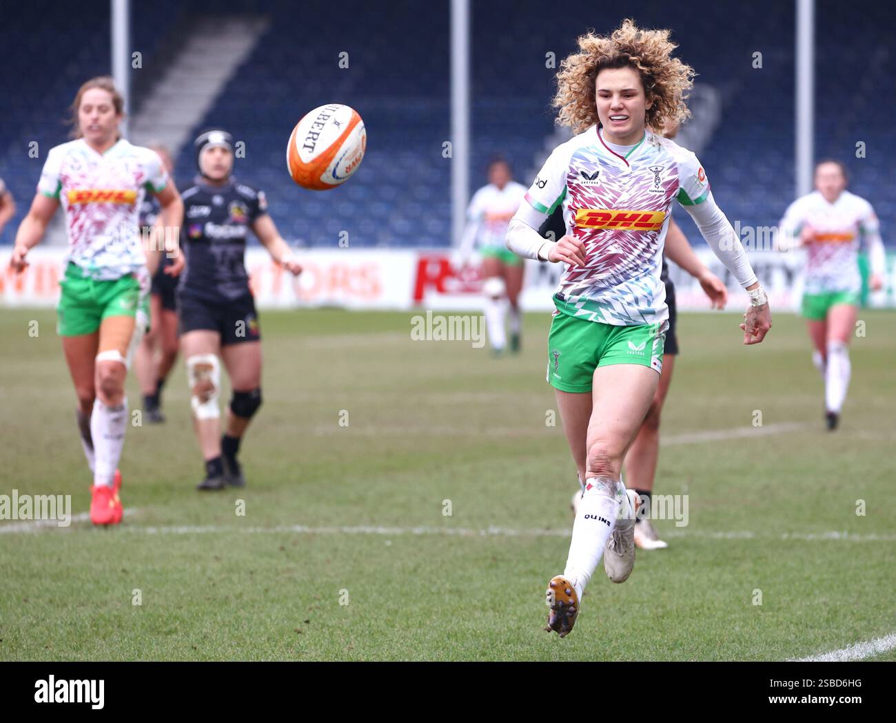 Exeter, Devon, Großbritannien. Februar 2025. PWR Professional Damen Rugby Exeter Chiefs vs Harlequins im Sandy Park, Exeter, Devon. Im Bild: Ellie Kildunne. Hinweis: Nidpor/Alamy Live News Stockfoto