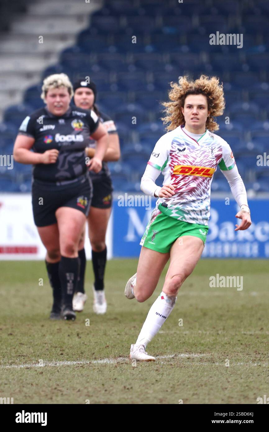 Exeter, Devon, Großbritannien. Februar 2025. PWR Professional Damen Rugby Exeter Chiefs vs Harlequins im Sandy Park, Exeter, Devon. Im Bild: Ellie Kildunne. Hinweis: Nidpor/Alamy Live News Stockfoto