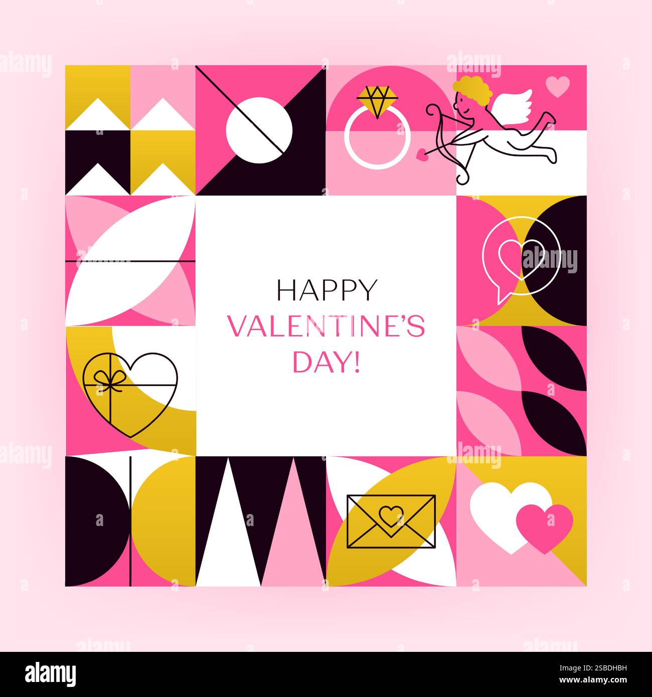 Happy Valentines Day Square Konzept Stock Vektor