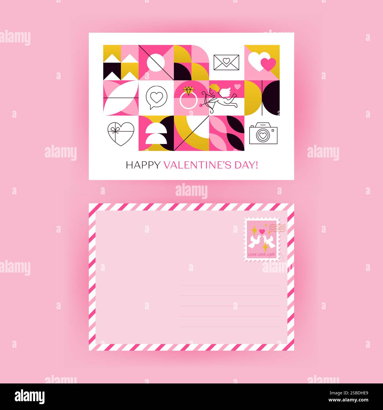 Postkarte Alles Gute Zum Valentinstag Stock Vektor