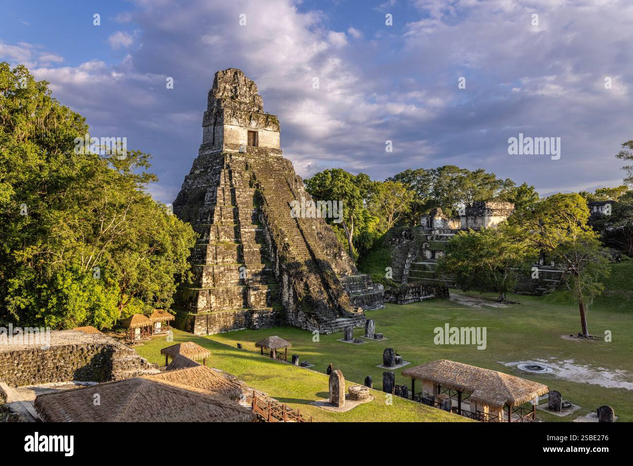 Tempel I, Tempel des Großen Jaguar, Tempel des AH Cacao, der alten Maya-Stadt Tikal im tropischen Regenwald Petén, El Peten, Guatemala Stockfoto