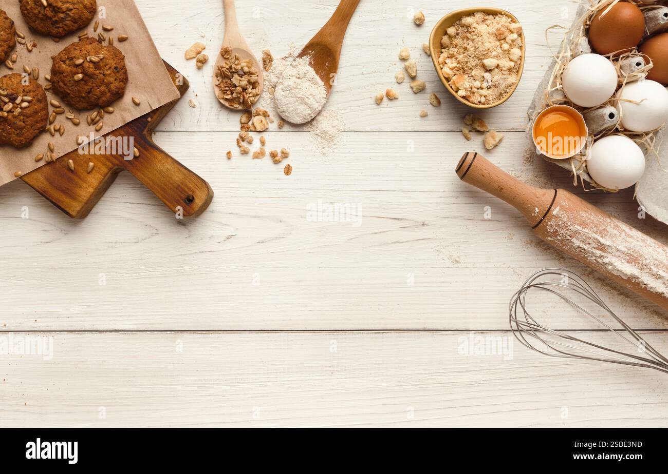 Backkurse oder Teigherstellung Hintergrund und Mockup Stockfoto