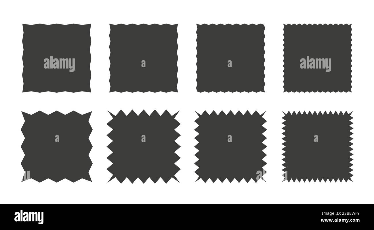 Gezackter Aufkleber oder Stempelsatz mit welligen Kanten Stock Vektor