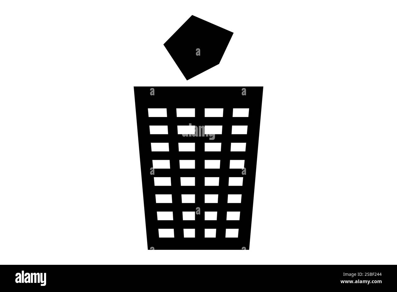 Papierkorb-Symbol, kann verwendet werden, um Folgendes auszudrücken: Wischen, Taschchen, Reinigen, Löschen. Stockfoto